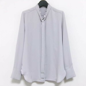 新品★BEIGE ベイジ★EVA / ボウタイロングスリーブブラウス★ジョーゼット S Ice Blue★オンワード樫山