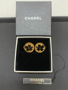 NS 1円スタート 正規品保証 CHANEL シャネル イヤリング ピアス 四葉のクローバー cocoマーク ヴィンテージ 黒 ブラック系 01c ココマーク