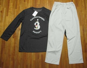 *新品*Ｌ*SNOOPY*ルームウェア上下*チャコール×薄グレー*パジャマ*PEANUTS*スヌーピー*