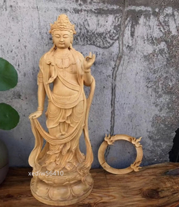 極上の木彫 仏教美術 精密彫刻 仏像 手彫り 極上品 大勢至菩薩像