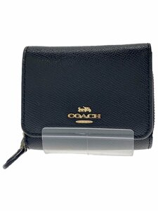 COACH◆財布/レザー/BLK/無地/レディース/F37968/擦れ/汚れ有り