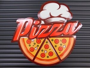 【Pizza・ピザハーフ】※《エンボスメタルサイン》 アメリカン雑貨　エンボス看板　ブリキ看板　35