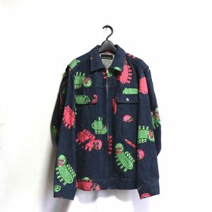 希少【HYSTERIC GLAMOUR ヒステリックグラマー】VINTAGE 総柄 ジップ/デニムジャケット Gジャン/ジャケット ブルゾン