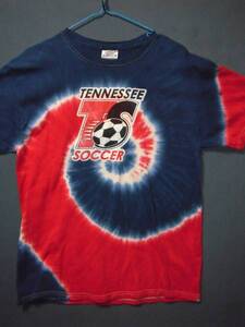 ④ USA古着 サイズＭ 前後TENESSEE SOCCER ダイダイ半袖Tシャツ