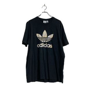 adidas 半袖 ロゴ Tシャツ L ブラック アディダス ビッグロゴ クルーネック 古着卸 アメリカ仕入 a605-8483