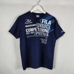 フィラ FILA Tシャツ スポーツTシャツ プリント クルーネック 半袖 M ネイビー メンズ 中古 /EP