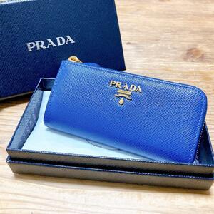 極美品PRADA L字ファスナー キーケース キーリング　サフィアーノ