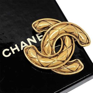 【送料無料】【本物】CHANEL★シャネル★ココマークマトラッセブローチ★GP★ゴールド★ヴィンテージ★レディース★大振り★P13823★箱★