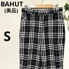 【美品】BAHUT バユ S 水色 ブラック チェック ボトムス