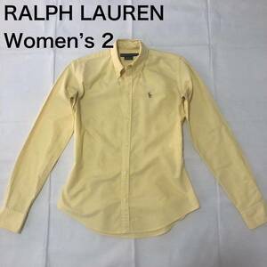 【送料無料】RALPH LAUREN 長袖シャツ 薄黄色　レディース2サイズ　ラルフローレン