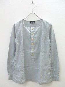 A.P.C. ストライプ柄 サイズXS プルオーバー 長袖シャツ ブルー ホワイト レディース アーペーセー 2-0709M 197590