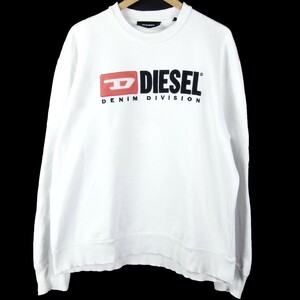 ■DIESEL ディーゼル / DENIM DIVISION / メンズ / ホワイト / ロゴ 刺繍入り / コットン スウェット トレーナー size L / トップス