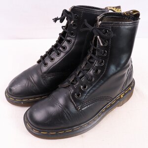 英国製 ドクターマーチン UK4/22.5cm-23.0cm/8ホール 黒 ブラック イングランド製 ブーツ dr.martens レディース 古着 中古 dh4135