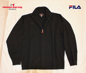 ★F1 Honda Racing Team Crew half zip wool sweater for travel・FILA・M