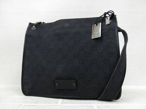 ◆超美品◆GUCCI グッチ◆GGキャンバス カーフ レザー 本革◆ショルダー バッグ◆ブラック シルバー金具◆イタリア製◆斜め掛け◆A8828