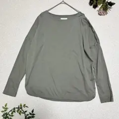 a1185 【エプローブ】オリーブグリーン 長袖Tシャツ コットン100 L