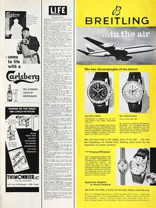 稀少！1959年ブライトリング 時計広告/Breitling Navitimer/Chronmat/TransOcean/Watch/エアライン/Y