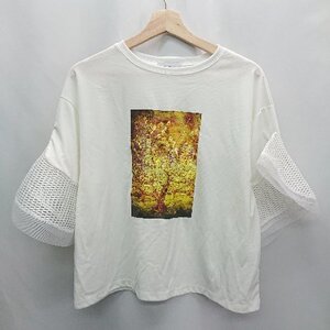 ◇ doll up oops ドールアップウップス イラストプリント 長袖 Tシャツ サイズ38 ホワイト系 レディース E