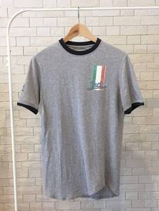 UNDICI ITALIA 半袖Tシャツ M グレー ロゴ リンガーTシャツ 刺繍 イタリア