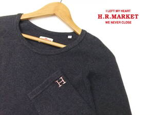 ■HRM■長袖ストレッチフライス 濃グレー サイズ3 袖口H刺繍 Tシャツ ロンT カットソー 聖林公司 ハリラン ハリウッドランチマーケット