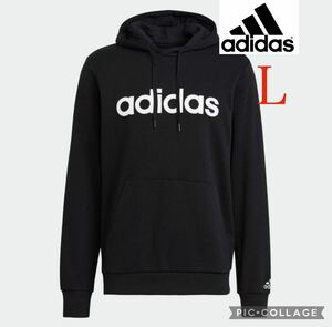 【送料無料】★新品 アディダス adidas レディース パーカー フーディ L サイズ　黒 プルオーバー スウェット