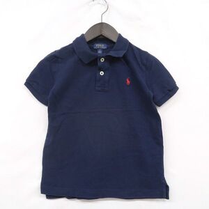 POLO キッズ サイズ 5 RALPH LAUREN ポロシャツ ネイビー ポニー 刺繍 ネイビー ポロ ラルフローレン 古着 ビンテージ 3J2307