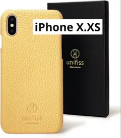 iPhone Xs/X ケース 対応 フェイクレザー イエロー 黄色