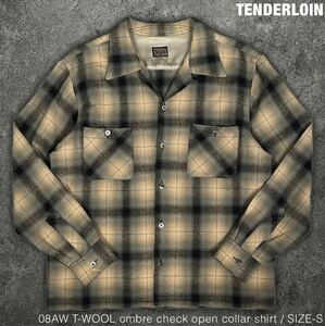 キムタク着 TENDERLOIN 08AW T-WOOL オンブレチェック シャツ テンダーロイン 長袖 ウールシャツ 長袖シャツ オープンカラー 開襟