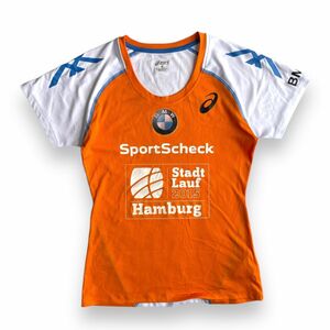 海外企画★asics 製 BMW ハンブルク マラソン 半袖 ポリエステル T シャツ Stadt Lauf 2015 Hamburg SportScheck ウェア ランニング