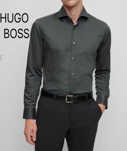 Hugo boss ヒューゴ　ボス　長袖　シャツ　ダーク　グレー　コットン