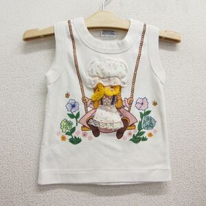 古着 ビンテージ ノースリーブ Tシャツ キッズ ガールズ 子供服 80s 女の子 花 クルーネック 白 ホワイト spe 23jul27