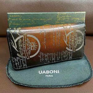 希少定価23万 特注限定品◆UABONI*ユアボニ*幻のパティーヌ*ラウンドファスナー長財布*EU製◆カリグラフィー ゴールデン 手染 ベルルッティ