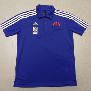 ☆良品☆JFA☆サッカー 日本代表☆adidas☆アディダス☆ASA☆朝日新聞☆半袖 ポロシャツ☆サイズM☆青 ブルー★b