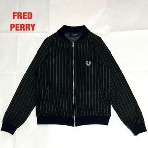 【人気】FRED PERRY　フレッドペリー　ボンバージャケット　ストライプ柄　月桂樹ロゴ　刺繍ロゴ　ユニセックス　定価16,500円　F2433