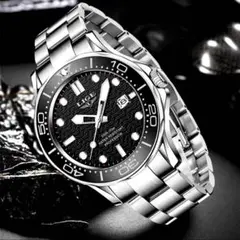 新品 LIGE スポーツオマージュウォッチ メンズ腕時計 ブラック8936ST2