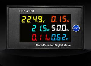 デジタルパネルメータ D8558 AC 40~300V 色鮮やかなLCDデジタル表示 パネル枠付き 電流 交流 電圧 ワット計 送料450円