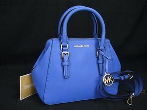 1円 ■美品■ MICHAEL KORS マイケルコース レザー 2WAY クロスボディ トートバッグ ショルダー 斜め掛け レディース ブルー系 BM4977