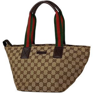 グッチ GUCCI GG柄 トートバッグ ハンドバッグ シェリーライン ウェブ トートバッグ GGキャンバス ブラウン 131228 レディース 【中古】