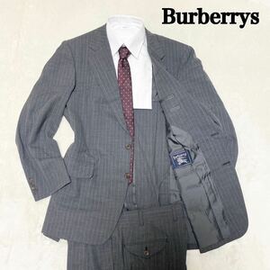 1円〜極美品 Burberrys バーバリーズ スーツ セットアップ ストライプ グレー 背抜き テーラードジャケット ビジネス 