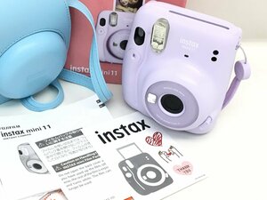 FUJIFILM instax mini11 チェキ インスタントカメラ ライラックパープル 箱/ケース付き ジャンク 中古【UW060433】