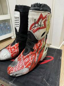 MotoGPダニエル・ペドロサ Pedrosa 実使用 サイン入り Alpinestars ブーツ boots 