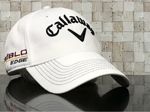 【未使用品】68KB★Callaway Golf キャロウェイ ゴルフキャップ 帽子 上品で高級感のあるホワイトの伸縮素材にシリーズロゴ《FREEサイズ》