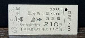 B (S)JR東日本 御嶽→拝島→西武210円 0181