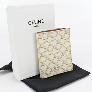 中古良品セリーヌCELINE トリオンフキャンバス 二つ折り財布 ホワイト ランク：A us-2 レディース