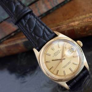 ロレックス 1601 デイトジャスト 1959年 K14YG コインエッジ 希少ベゼル 段落ち メンズ 腕時計 ROLEX アンティーク OH済1年保証