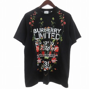 バーバリー BURBERRY リミテッド limited Tシャツ カットソー 半袖 クルーネック 花柄 プリント 8037460 黒 ブラック XS ☆AA★ メンズ