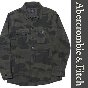 新品 Abercrombie & Fitch SHIRT JACKET アバクロンビー＆フィッチ シャツ ジャケット カモフラ グリーン 迷彩 フランネル S 正規品