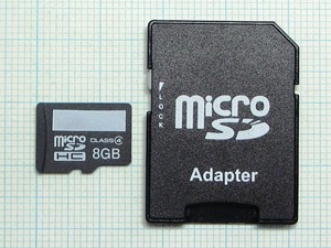 ★アダプタ付 microSDHC メモリーカード ８GB 中古★送料８５円・１８５円