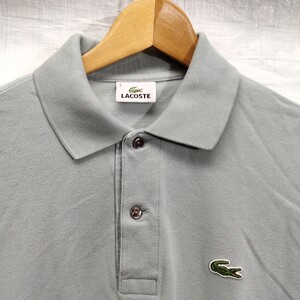 ラコステ LACOSTE　lacoste　半袖　ポロシャツ　L1212Y　ダスティグリーン　薄グリーン　3 鹿の子　ピケ　日本製　チャコールボタン　