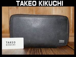 送料無料 特価即決【未使用】 TAKEO KIKUCHI ★ マルゴ オイルレザー スマホ財布 ★ タケオキクチ 牛革 税込定価1万7600円 780606 BK 